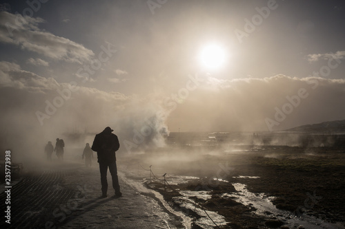 Walking among the Geysers in Geysir Iceland