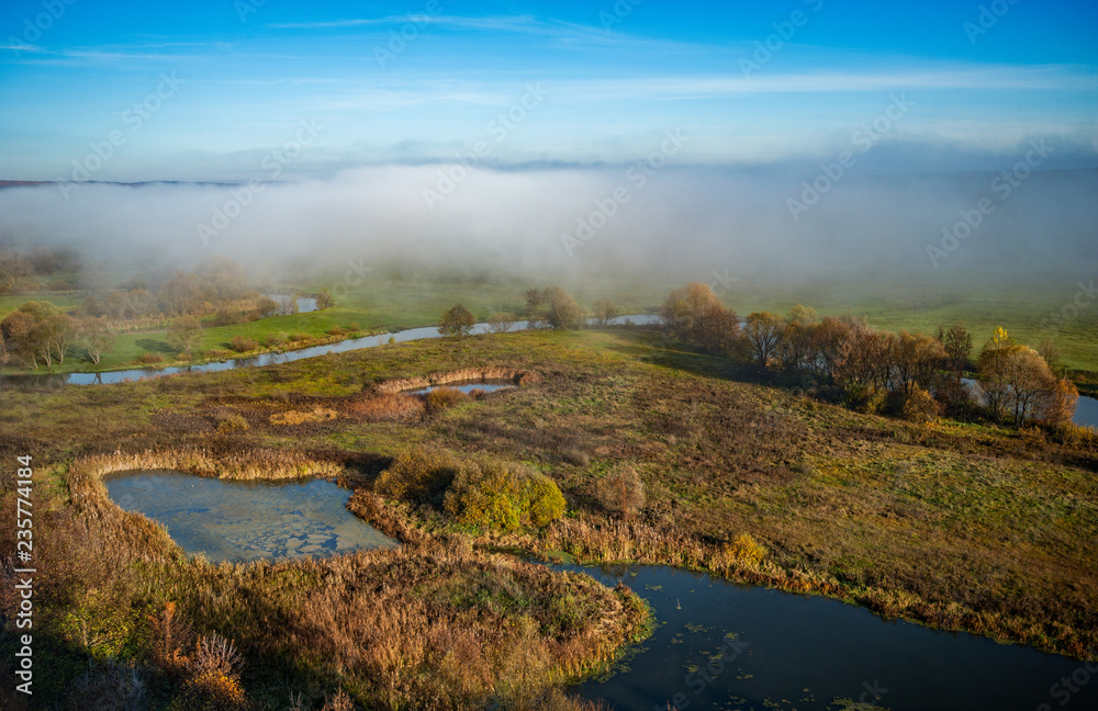 morning mist river landscape