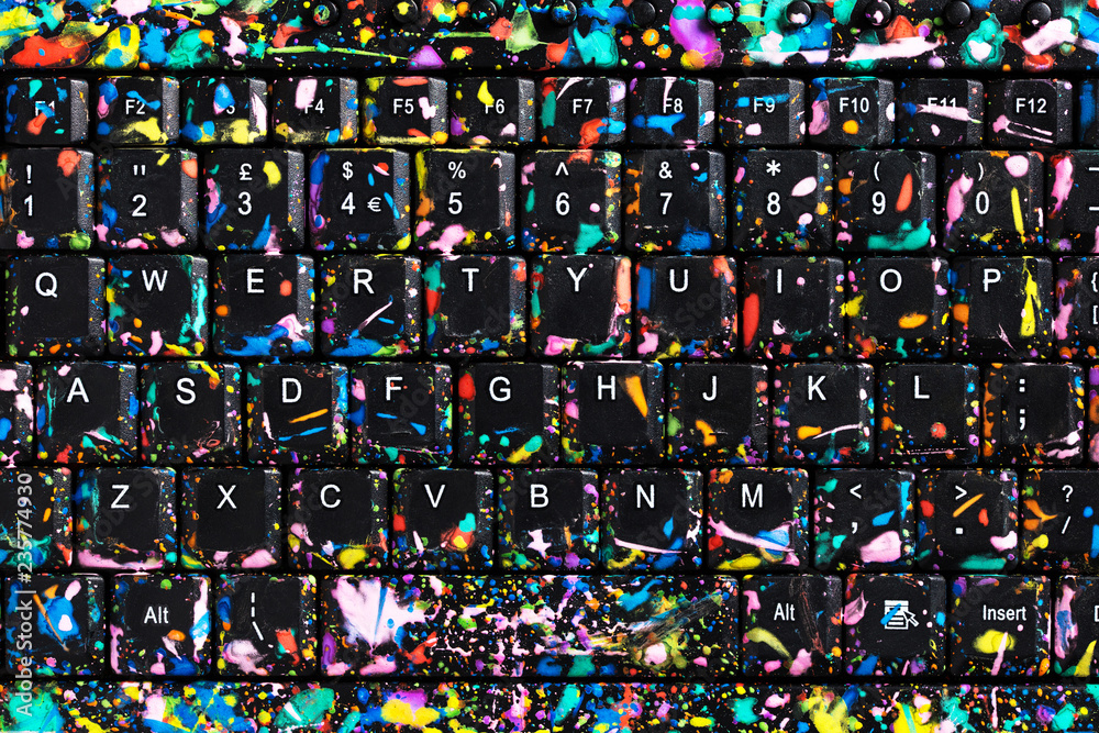 colourful computer keyboard isolated on black background