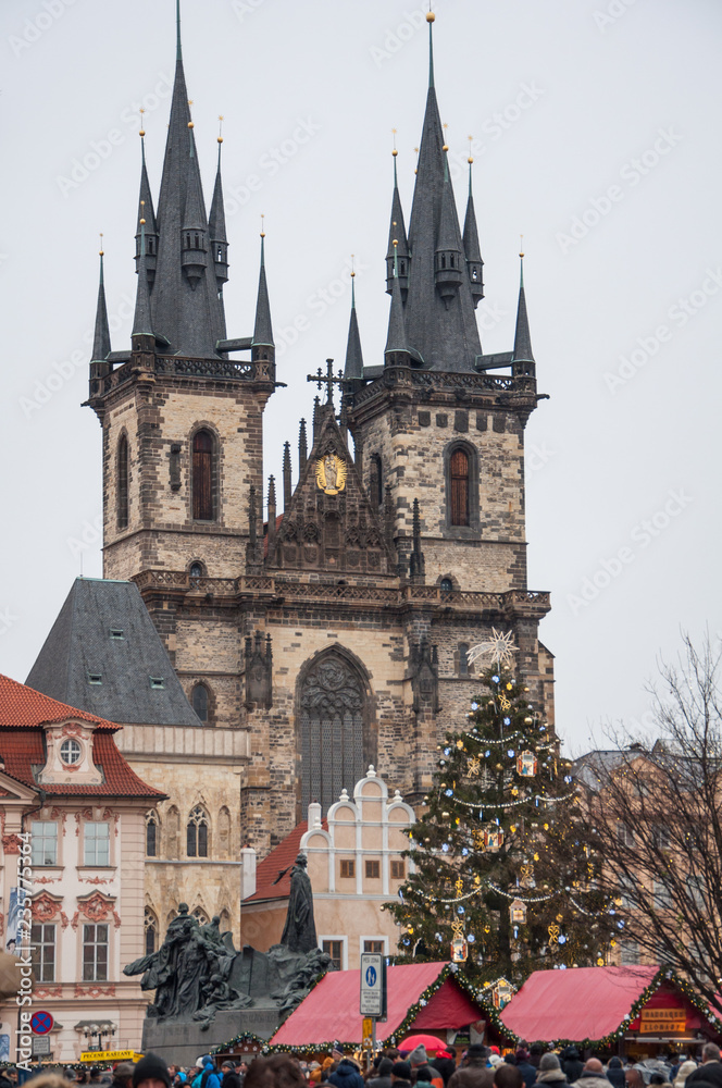 Christmas tree in old town square in Prague.