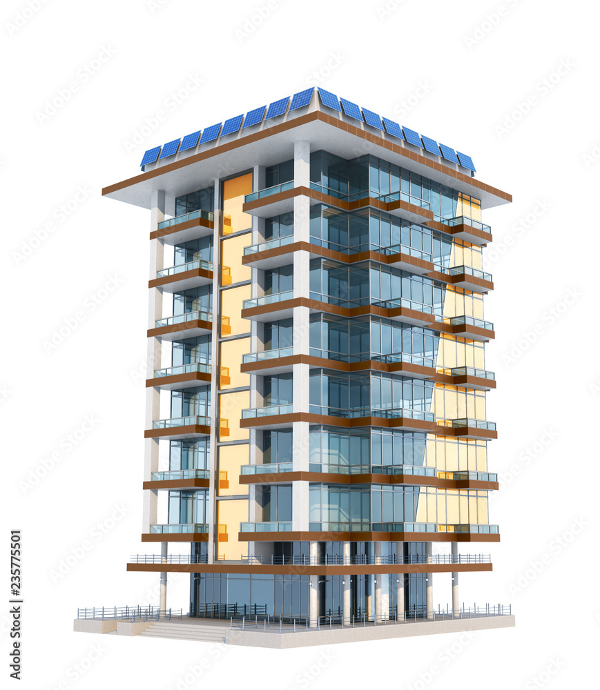 Modern building isolated on a white background. 3d illustration Stock ...