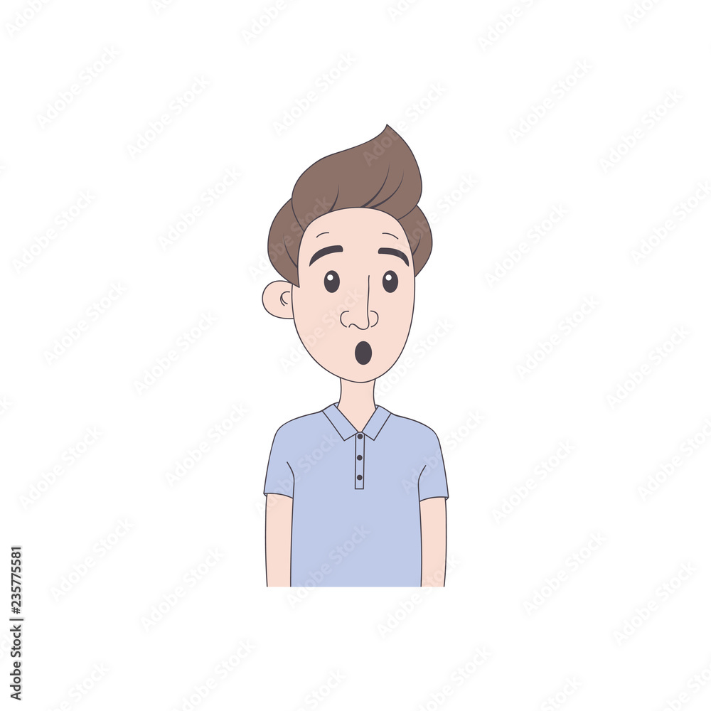 Young surprised man with open mouth. Hand drawn illustration in cartoon  style. Vector. Stock Vector | Adobe Stock