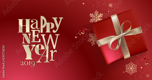 Happy New Year 2019. Vector illustration concept for background  greeting card  website and mobile website banner  party invitation card  social media banner  marketing material.