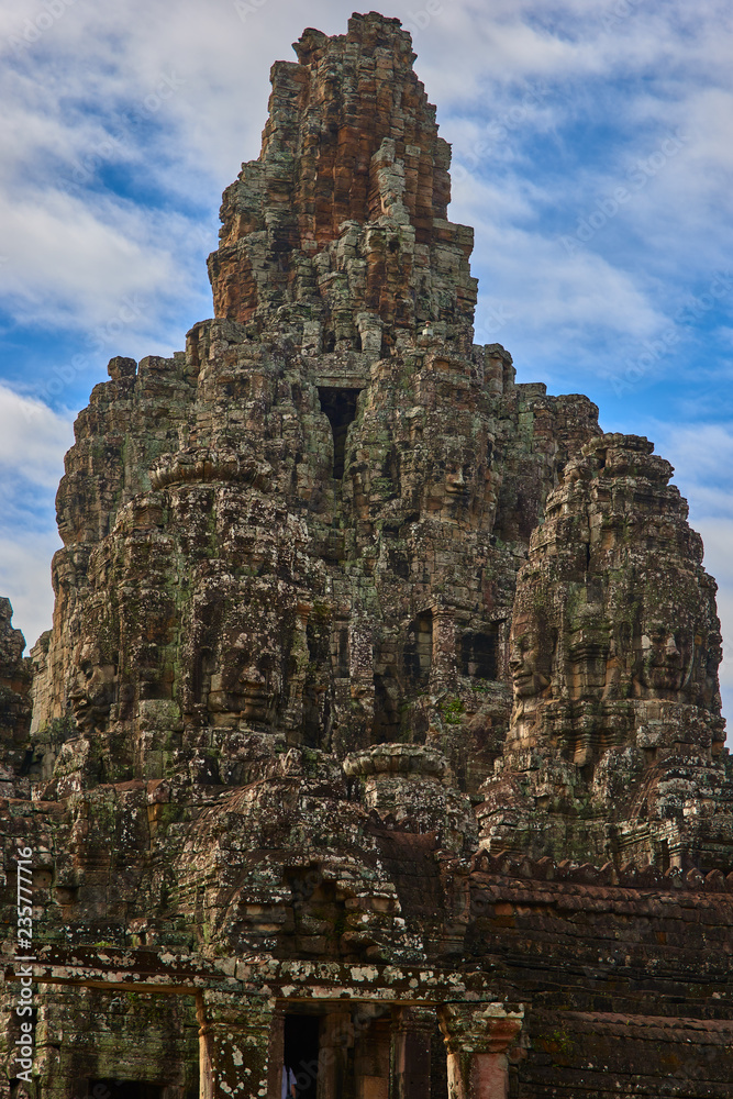 The Bayon Prasat Bayon Khmer temple at Angkor Thom is popular tourist attraction, Angkor Wat Archaeological Park in Siem Reap, Cambodia UNESCO World Heritage Site The Bayon Prasat Bayon Khmer temple at Angkor Thom is popular tourist attraction, Angkor Wat Archaeological Park in Siem Reap, Cambodia UNESCO World Heritage Site