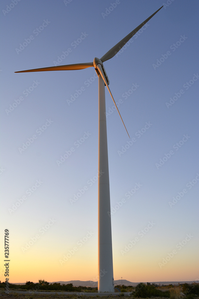 Windmills turbine, renewable electric energy concept Windmills turbine, renewable electric energy concept