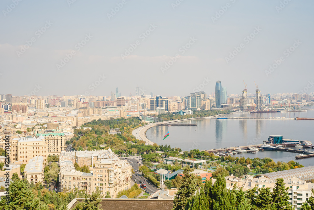 Baku aerial panoramic view of Baku, Azerbaijan