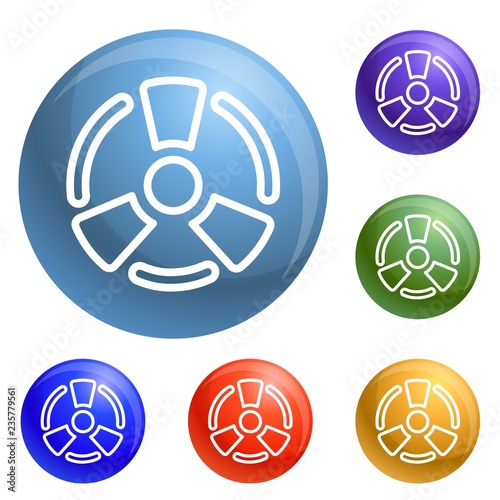 Atomic energy icons set vector 6 color isolated on white background