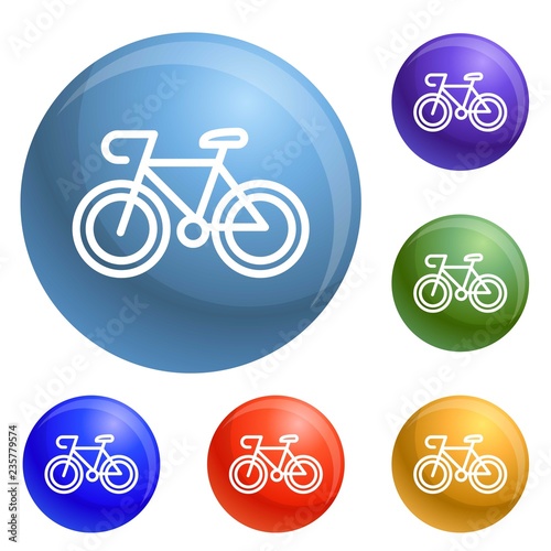 Bicycle icons set vector 6 color isolated on white background
