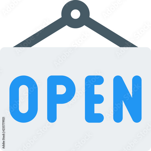 Signboard hanging with text open