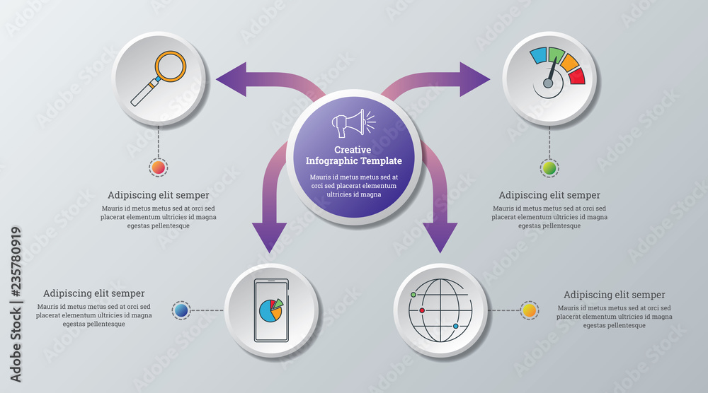 Creative infographics template, business data visualization. Process chart. Abstract elements of graph, diagram with steps, options, parts or processes. Vector business template for presentation.