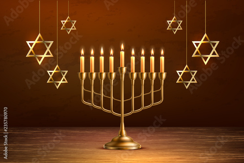 Vector hanukkah jewish holiday menorah david star