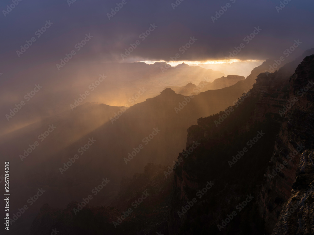 Stormy sunrise at Yavapai Point, Grand Canyon National Park, Arizona