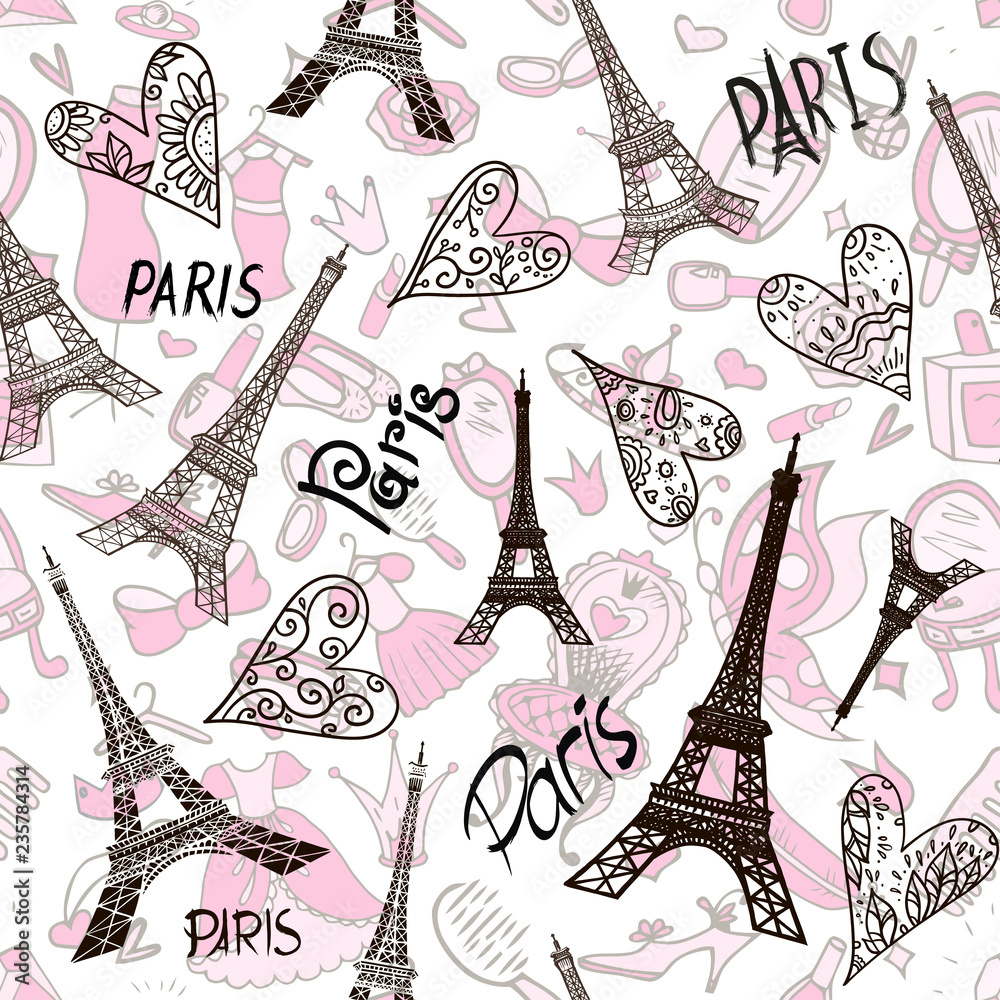 romantic seamless eiffel tower Paris background Stock Vector | Adobe Stock romantic seamless eiffel tower Paris background Stock Vector | Adobe Stock