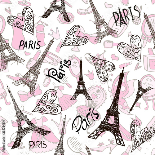 romantic seamless eiffel tower Paris background