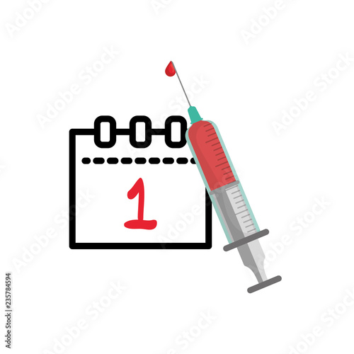 calendar december one date with syringe