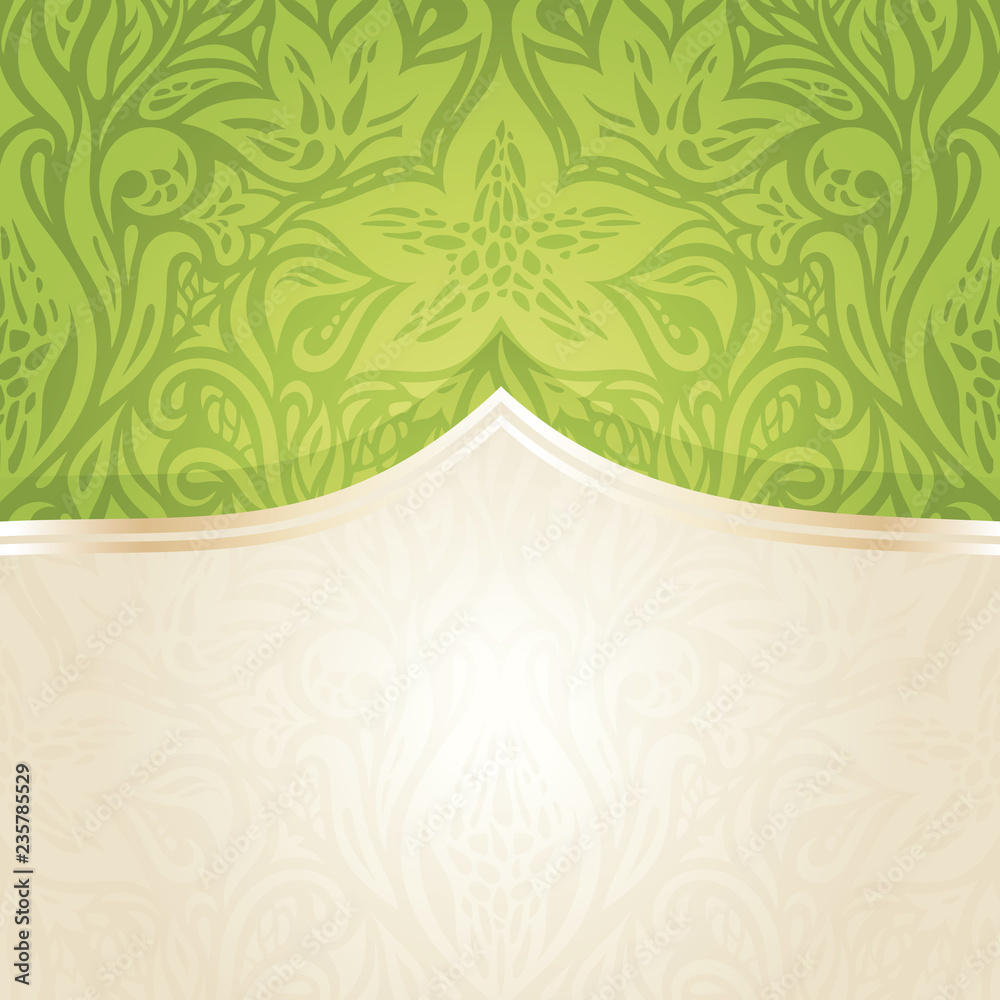 Green Floral Retro vintage wallpaper vector design background