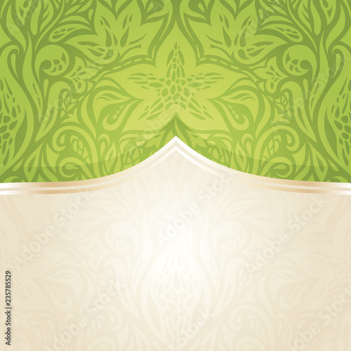 Green Floral Retro vintage wallpaper vector design background