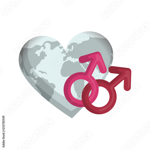 gender males gay couple with world heart