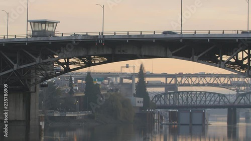 PORTLAND, OREGON, on Dec 20th: Morrison Bridge in Portland on Dec 20th, 2016. Completed in 1958 Morrison Bridge is a bascule bridge spanning the Willamette River. photo