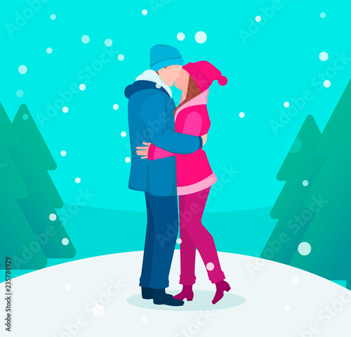 Young couple kissing outdoors