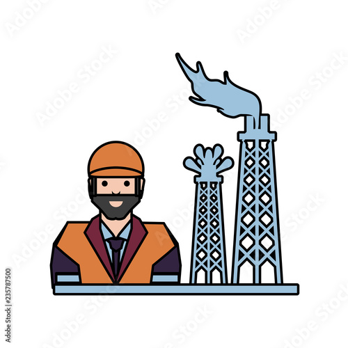 tower of plant oil extraction with worker character