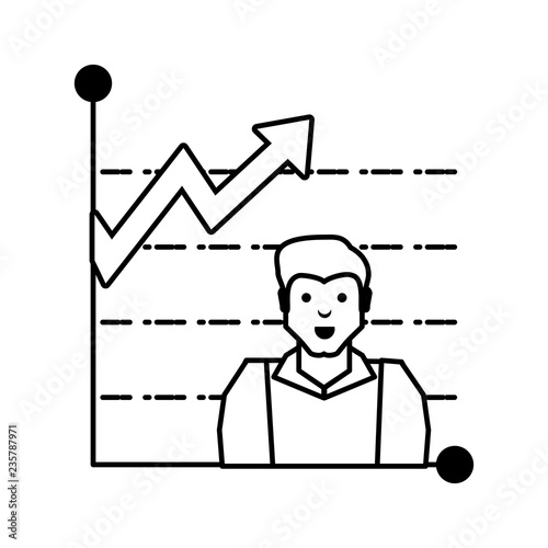 oil industry worker with statistics bars