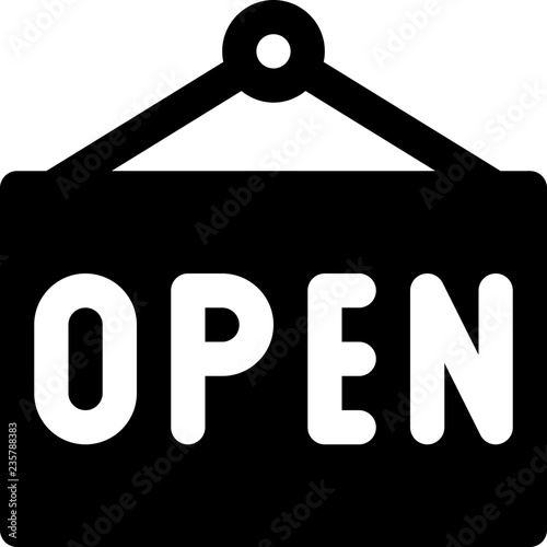 Signboard hanging with text open