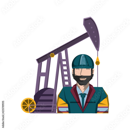 oil excavation drill industry with worker character