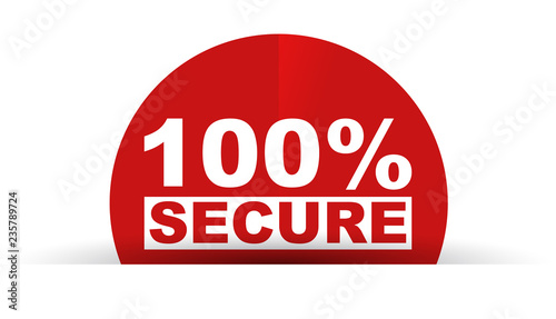 red vector banner 100% secure