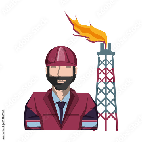 tower of plant oil extraction with worker character