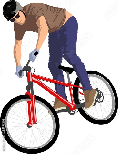 isolated male doing bike trick