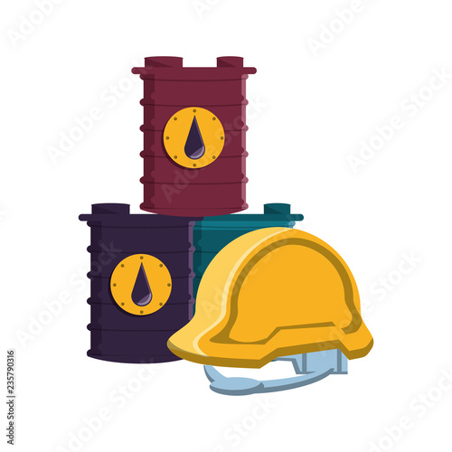 pile barrels of gasoline with helmet photo