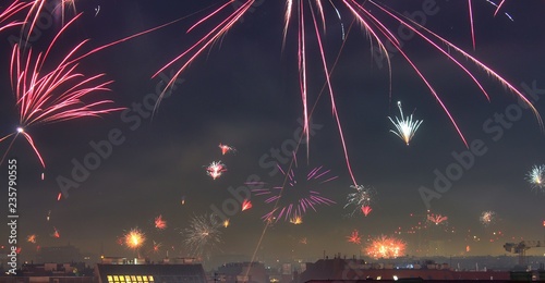 Photography Happy new year fireworks of the roofs of Vienna