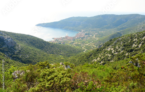 View of Valley and Komi  a Town - Vis  Croatia