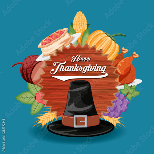 pilgrim hat with frame of thanksgiving day