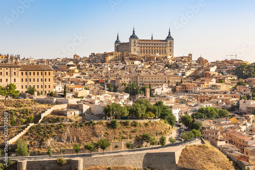 a view of Toledo city and the Alcazar fortress, Castilla La Mancha, Spain