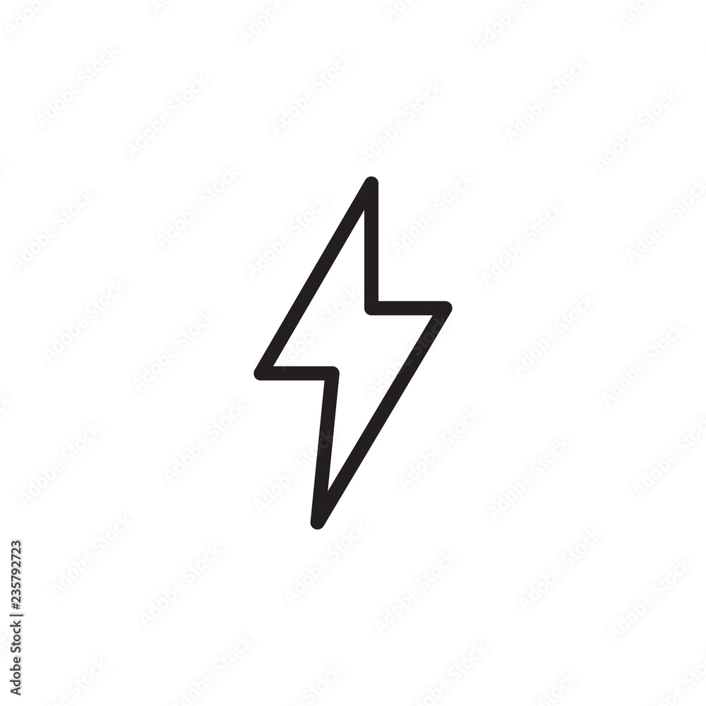 Lightning bolt icon vector. Lightning bolt sign outline on white
