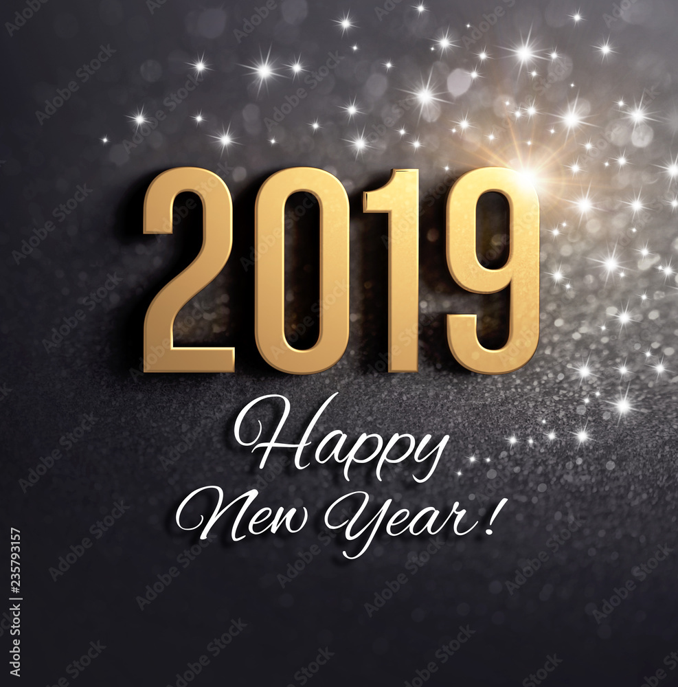 Black and gold New Year 2019 Greeting card Black and gold New Year 2019 Greeting card
