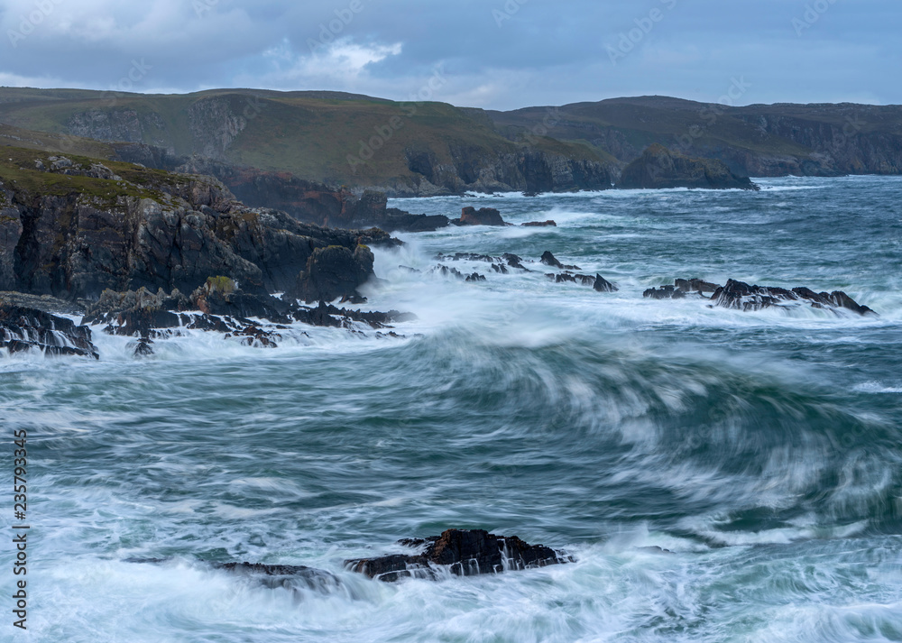 Wave action off the North Sea, near Swordly, North Coast of Scotland