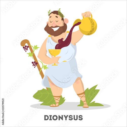 Man with beard and wine from greece mythology