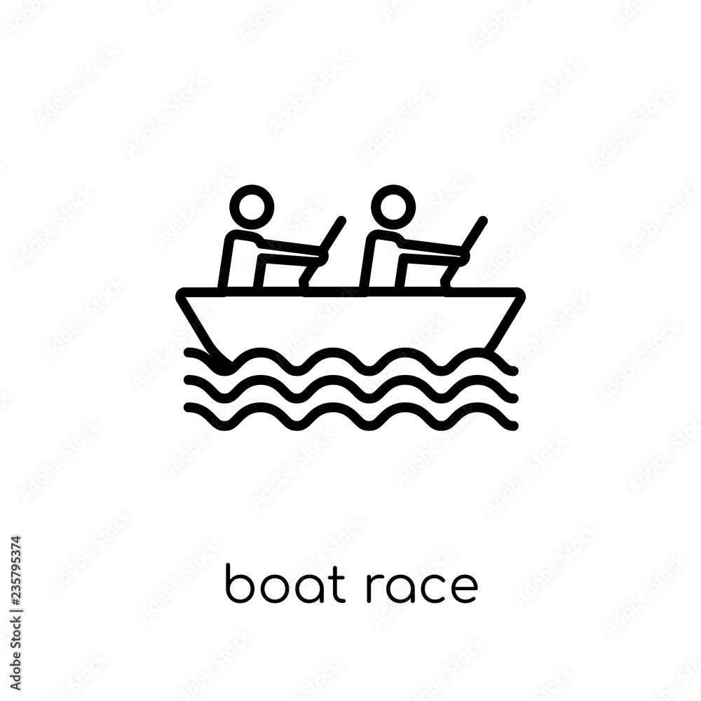Boat race icon. Trendy modern flat linear vector Boat race icon on white background from thin line Activity and Hobbies collection Boat race icon. Trendy modern flat linear vector Boat race icon on white background from thin line Activity and Hobbies collection