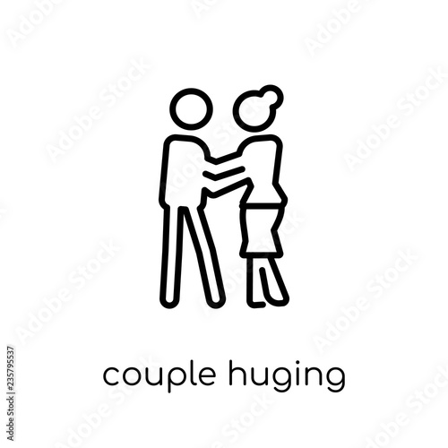 Couple Huging icon. Trendy modern flat linear vector Couple Huging icon on white background from thin line Activity and Hobbies collection