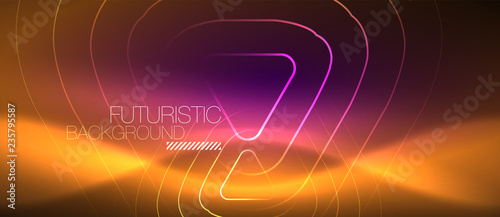 Color shiny neon lights background with abstract lines