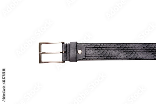 black leather belt isolated on white background