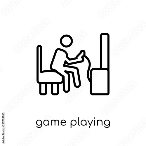 Game playing icon. Trendy modern flat linear vector Game playing icon on white background from thin line Activity and Hobbies collection