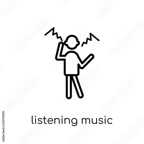 Listening Music icon. Trendy modern flat linear vector Listening Music icon on white background from thin line Activity and Hobbies collection