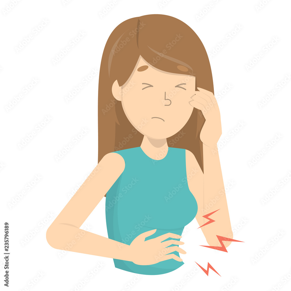 Woman touching stomach and suffer from abdomen pain. Woman touching stomach and suffer from abdomen pain.