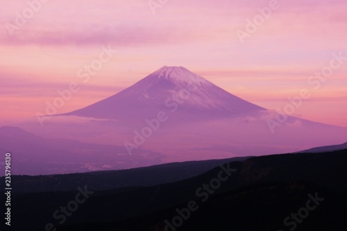 Mt.Fuji silhouette of the setting sun