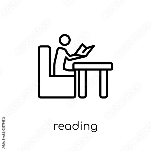 Reading icon. Trendy modern flat linear vector Reading icon on white background from thin line Activity and Hobbies collection