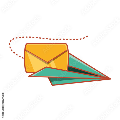 airplane paper flying with envelope